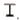 Dark wooden square table top on a black metal post with a square base