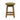 A low bar stool with a wooden seat and legs, featuring a round button top design.