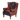Decorative armchair with a mix of red, blue, and green leather on a white background