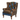 Brown leather armchair with blue and green diamond pattern on a white background
