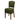Green upholstered chair with wooden legs on a white background