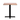 Wooden table with black metal base on a white background