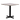Square table with marble-like top and black metal base on a white background