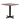 Square table with wooden top and black metal base on a white background