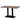 Dark wooden rectangle table top on a metal double post base with a rectangle bottom