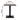 Dark wooden square table top on a black metal post with a square base