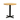 Round wooden table with a black metal base on a white background