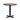 Round wooden table with a black metal base on a white background