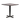 Square table with a dark brown top and black metal base on a white background