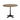 Light round wooden table top on a detailed metal post base
