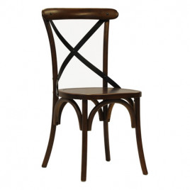 Cambridge Metal Cross Back Dining Chair Wooden Seat Dark Walnut 2