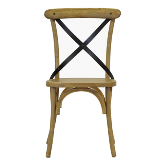 Cambridge Metal Cross Back Dining Chair Wooden Seat Weathered Oak 1