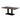 A rectangular coffee table with a brown top and a black metal base with a contemporary and industrial design.