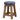 Wooden bar stool with a blue plaid cushion on a white background