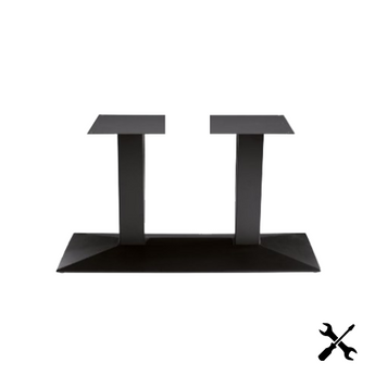 A double metal coffee table base with a black finish.