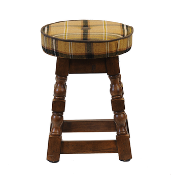 Traditional Low Stool with Button and Piping