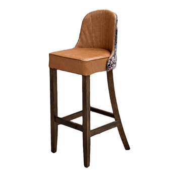 Brown bar stool with wooden legs on a white background
