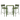 Green metal bar table with two matching chairs on a white background