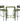 Green metal bar table with two matching chairs on a white background