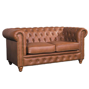 Light brown Chesterfield style 2 seater sofa