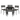 Black dining table with four matching chairs on a white background