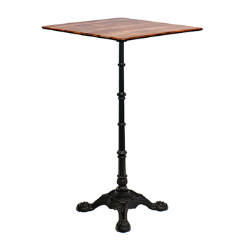 Metal Verona poseur table with a Yukon Oak laminate table top