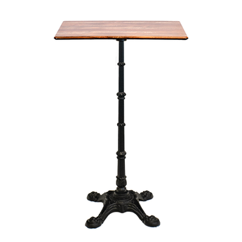 Metal Verona poseur table with a Yukon Oak laminate table top