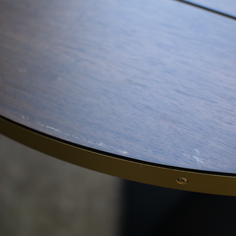 Vintage Round Table Top with Brass Edge