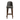 Bar stool with gray upholstered seat and wooden legs on a white background