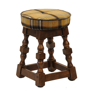 Traditional Low Stool with Button and Piping