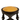 Round stool with yellow cushioned top and dark wooden legs on a white background