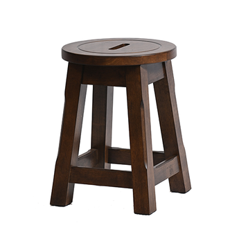 Wooden stool with a round seat on a white background