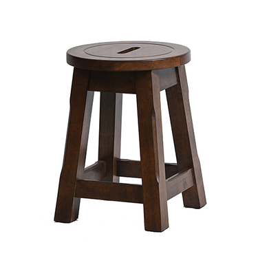 Wooden stool with a round seat on a white background