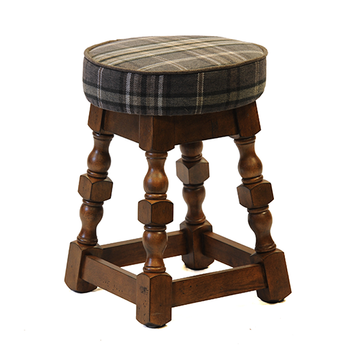 Traditional Low Stool with Piping