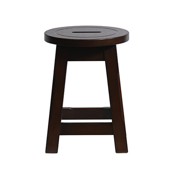 Button Top Low Bar Stool with Wooden Seat