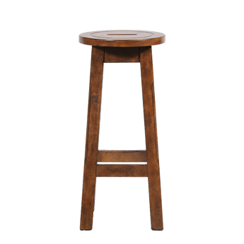 Button High Bar Stool with wooden seat