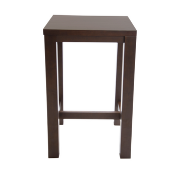 A rectangular wooden poseur table with chunky legs and a thick tabletop, designed for use in a pub or bar setting.