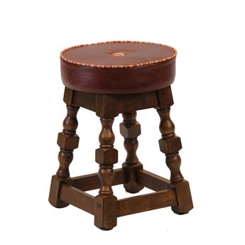 Traditional Low Stool with Button and Piping