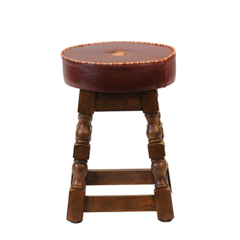 Traditional Low Stool with Button and Piping