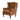 Brown leather armchair with tufted backrest on a white background